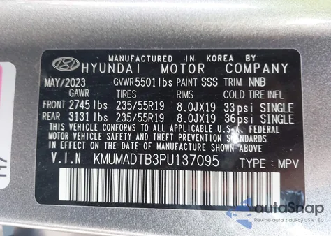 2023 Genesis Gv70 2.5T Awd z USA, uszkodzony, nr VIN KMUMADTB3PU137095